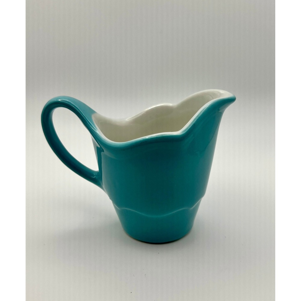 Shenango China Creamer Pitcher Small Teal Blue Excellent Scalloped F-25